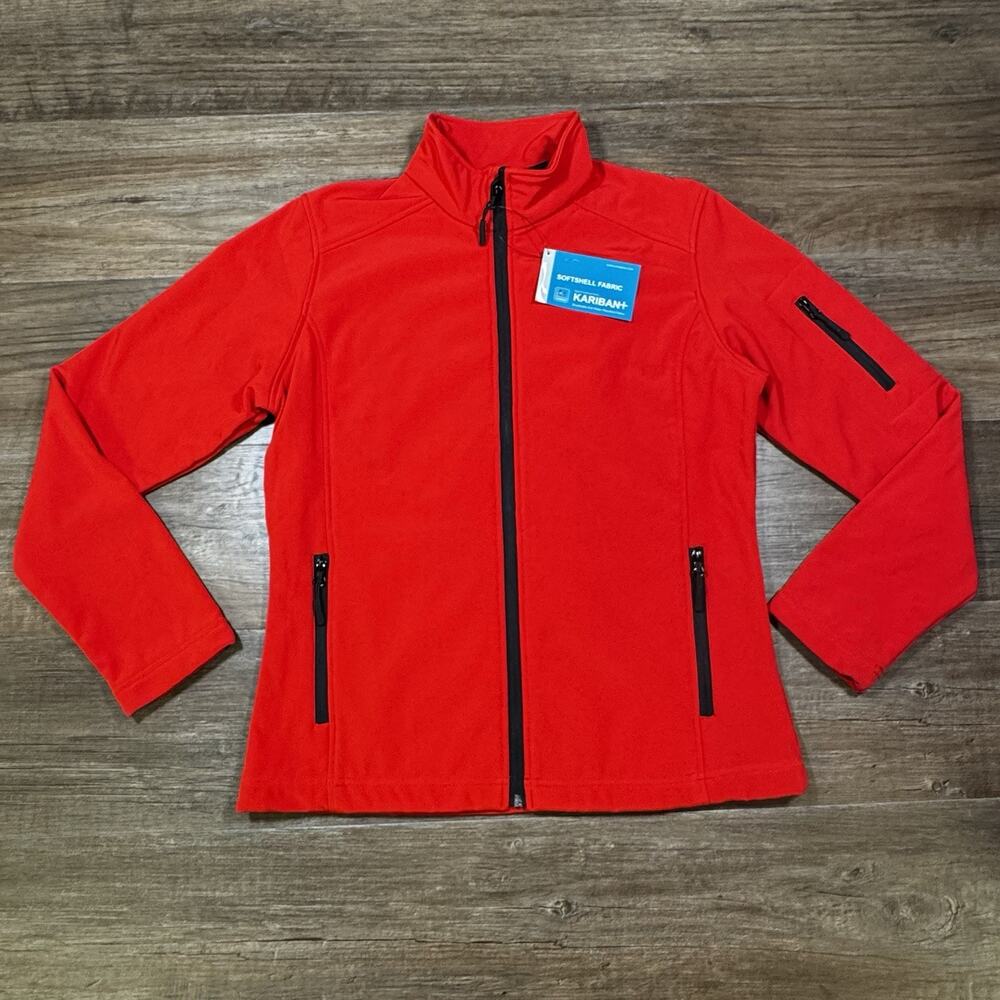 Kariban Mens XL Red Softshell Jacket Full Zip Fleece Lined Zip Pockets NWT